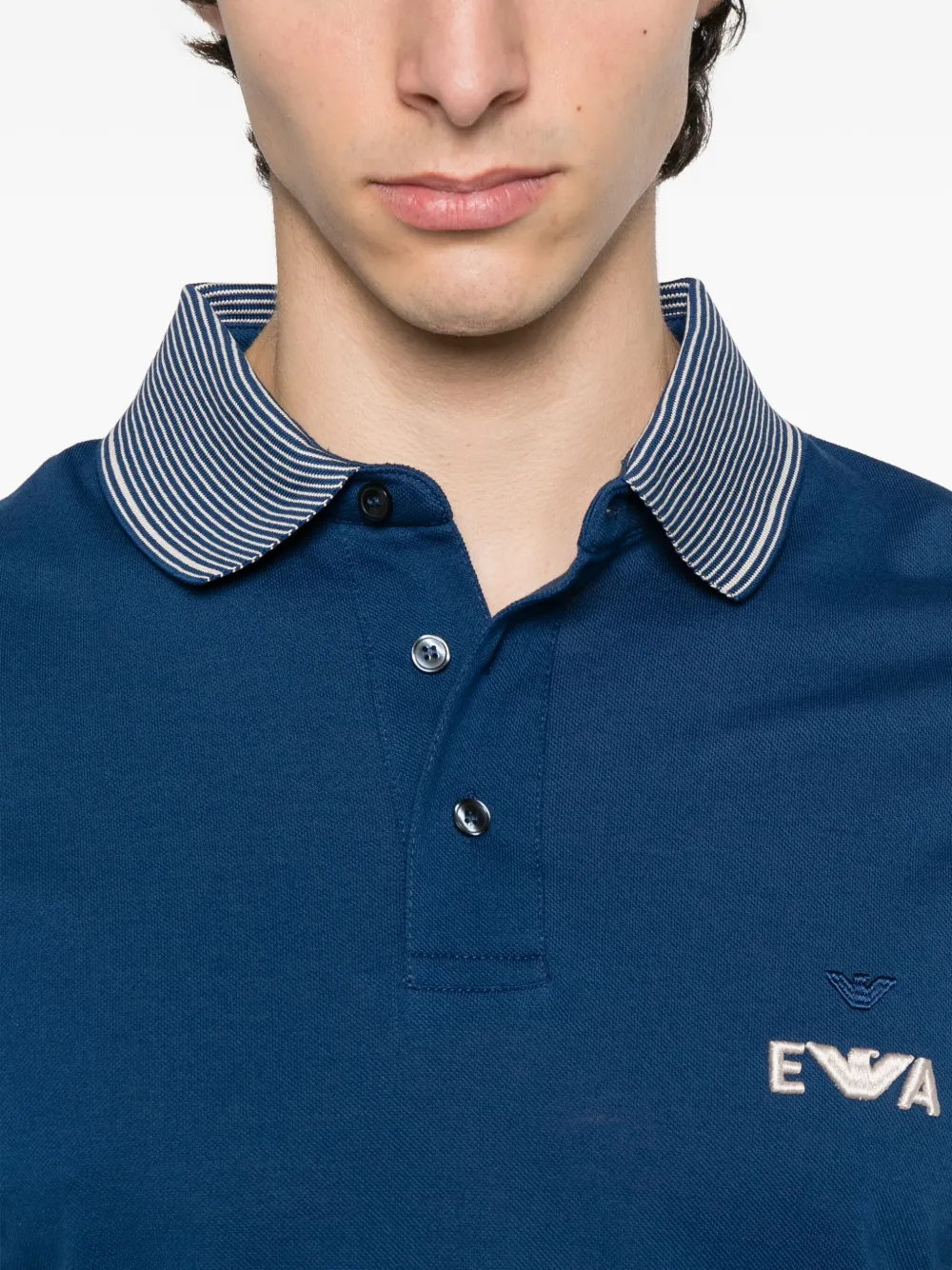 Emporio Armani Poloshirt met gestreepte kraag en logo Blauw