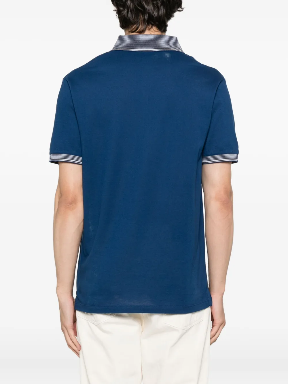 Emporio Armani Poloshirt met gestreepte kraag en logo Blauw