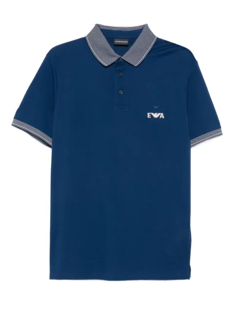 Emporio Armani eagle-logo striped-collar polo shirt