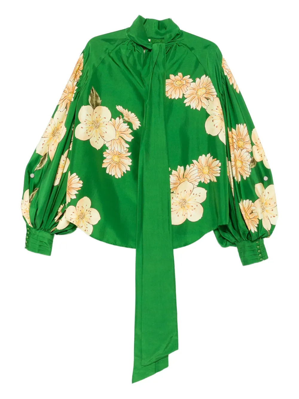ALEMAIS floral-print balloon-sleeves blouse | Green | Image 1