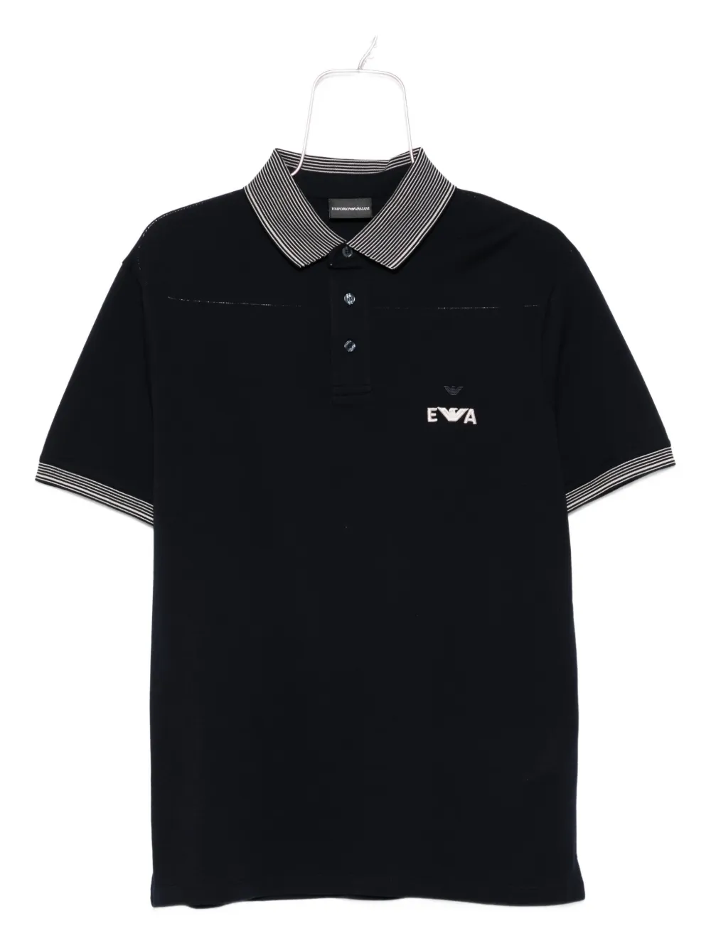 Emporio Armani eagle-logo striped-collar polo shirt - Blu