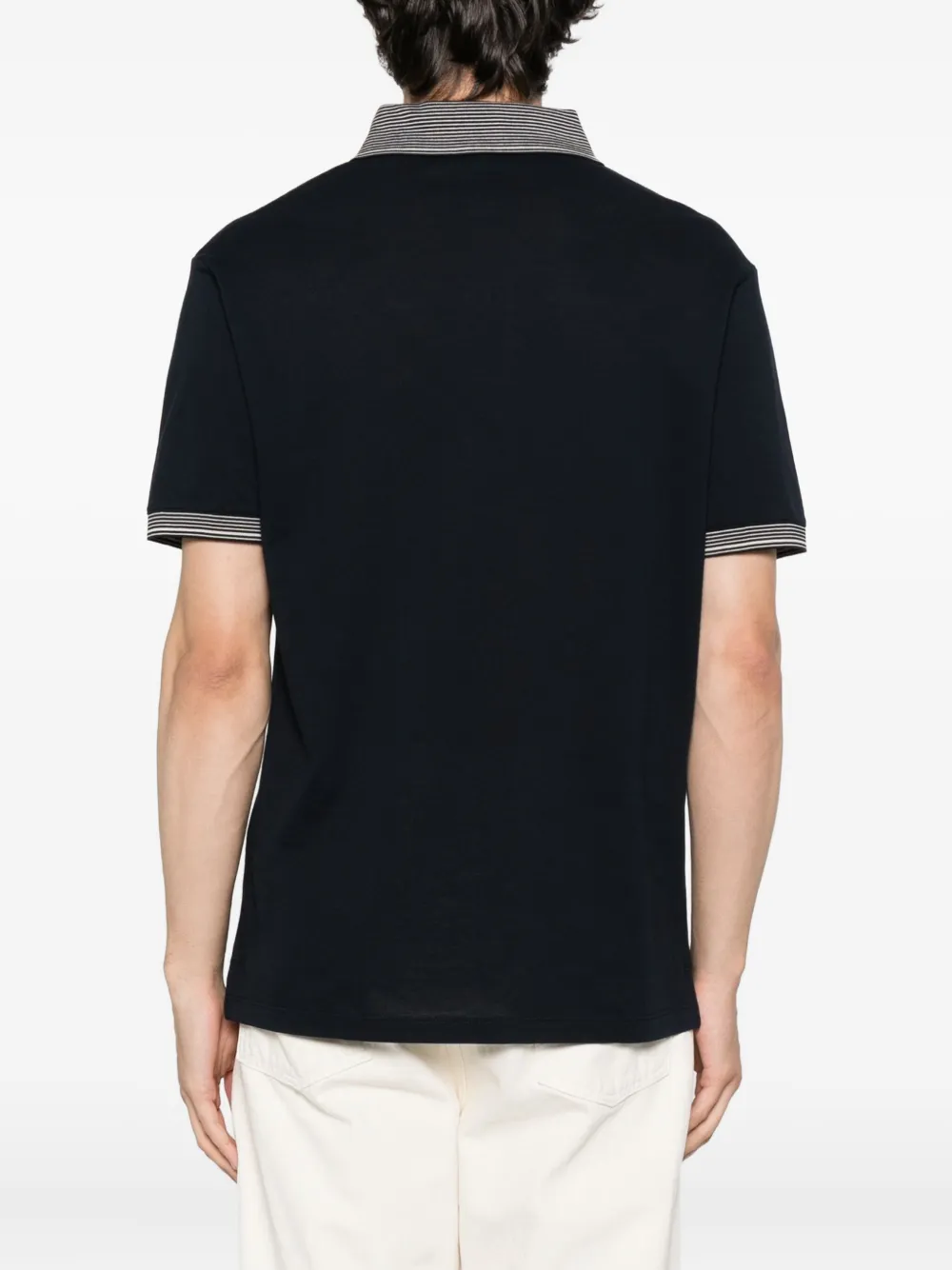 Emporio Armani Poloshirt met gestreepte kraag en logo Blauw