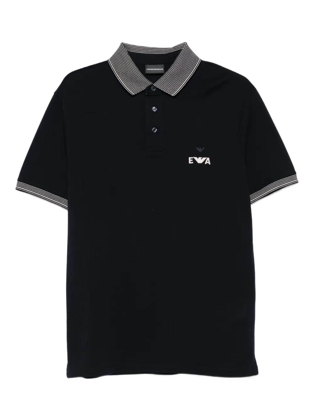 Emporio Armani Poloshirt met gestreepte kraag en logo Blauw