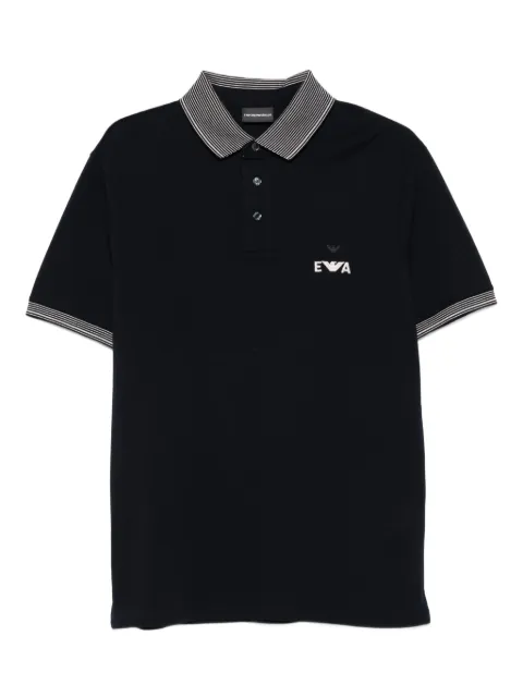 Emporio Armani eagle-logo striped-collar polo shirt