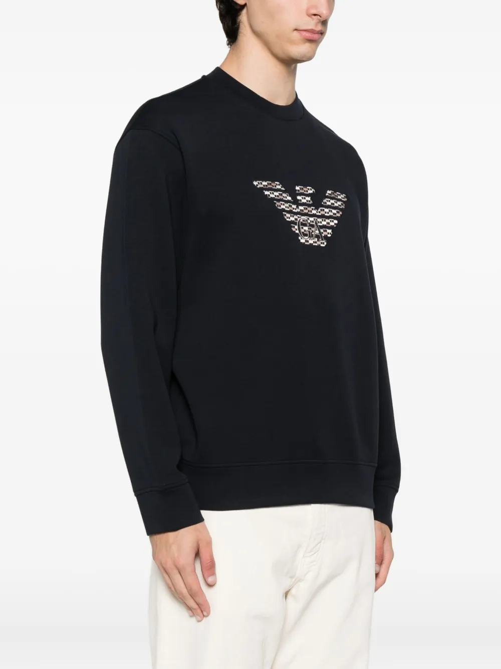 Emporio Armani Sweater met geborduurd adelaar-embleem Blauw