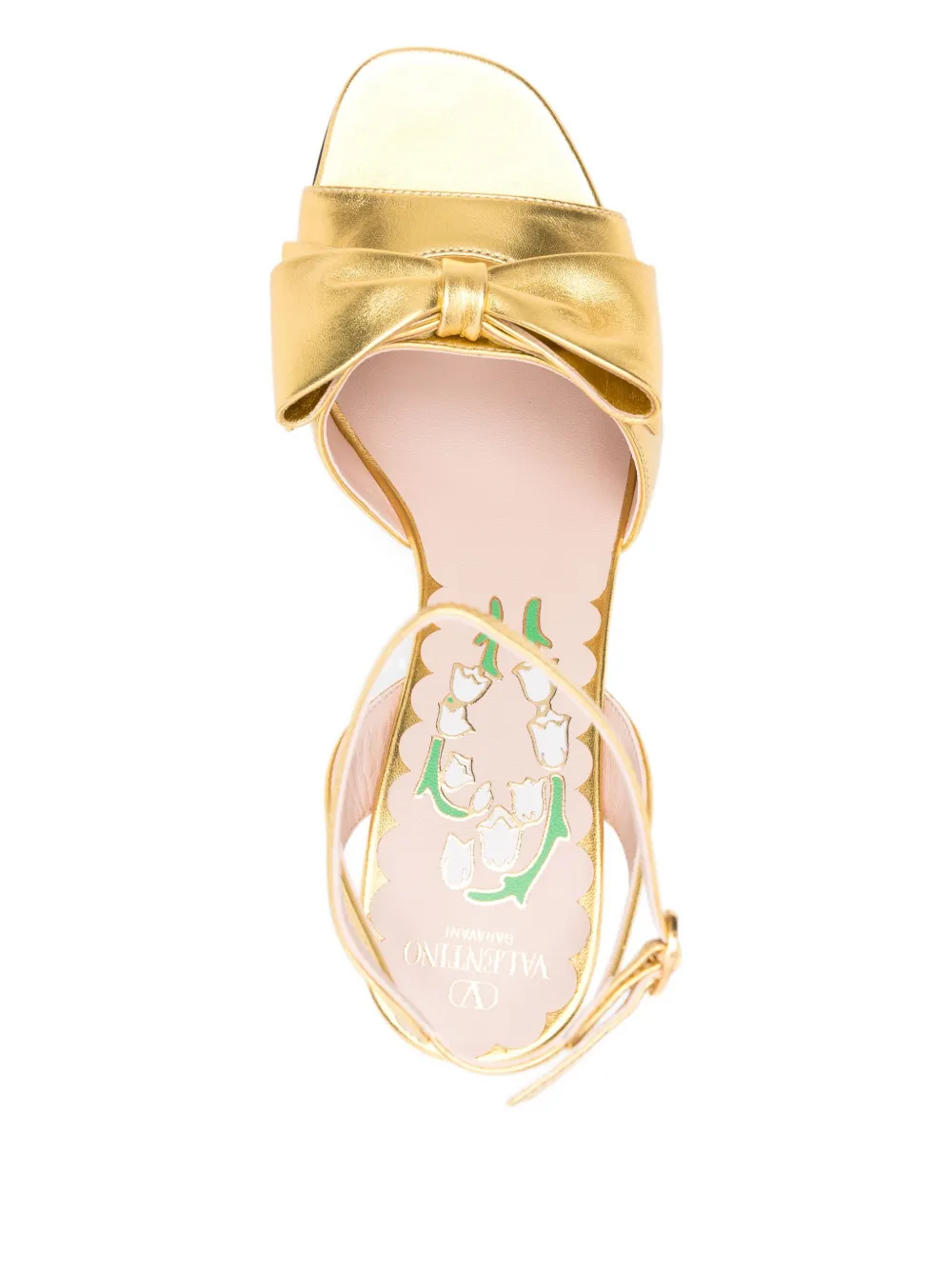 Valentino Garavani 100mm bow-embellished ankle-strap sandals Gold