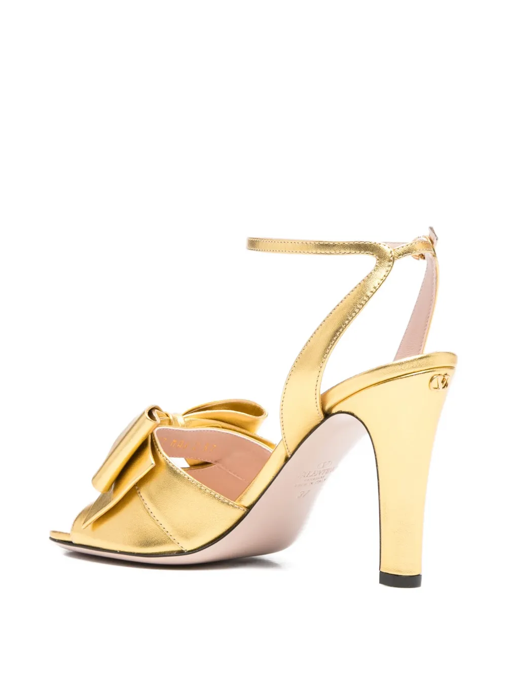 Valentino Garavani 100mm bow-embellished ankle-strap sandals Gold