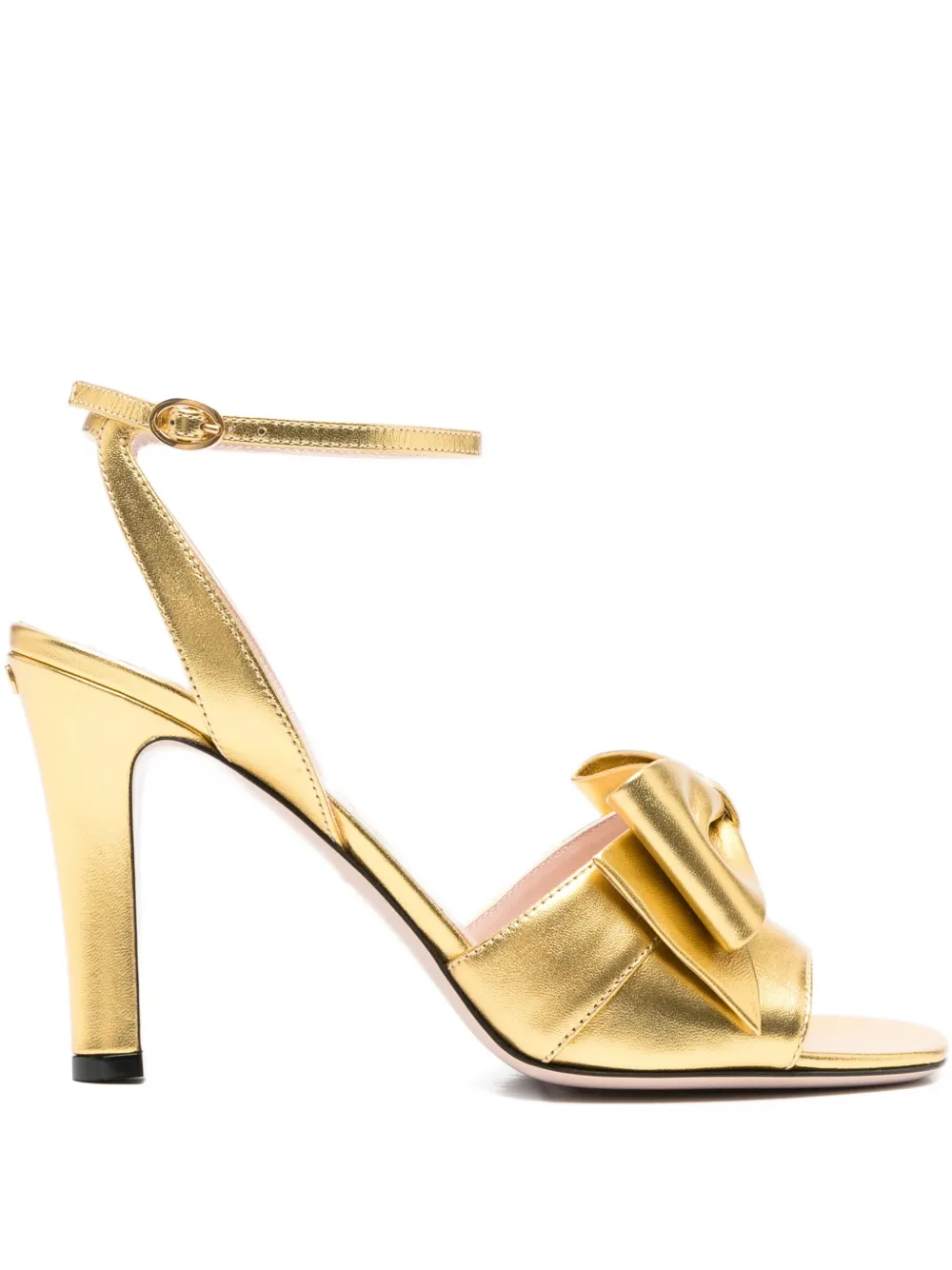Valentino Garavani 100mm bow-embellished ankle-strap sandals Gold