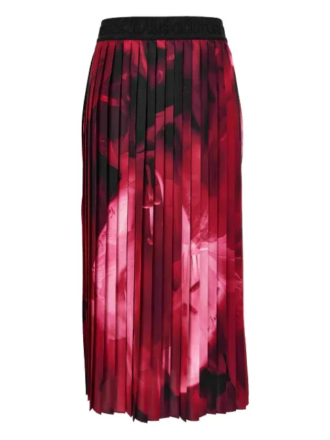 Versace Jeans Couture pleated rose-print skirt