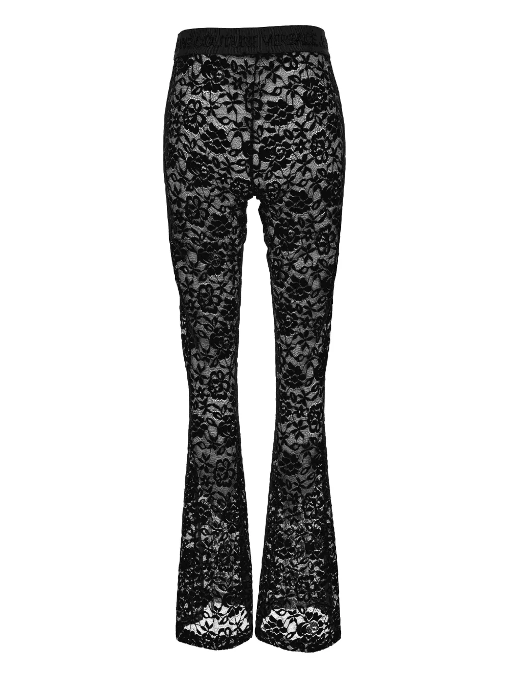 Versace Jeans Couture Floral-lace Trousers In Black
