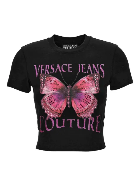 Versace Jeans Couture butterfly-embellished cropped top