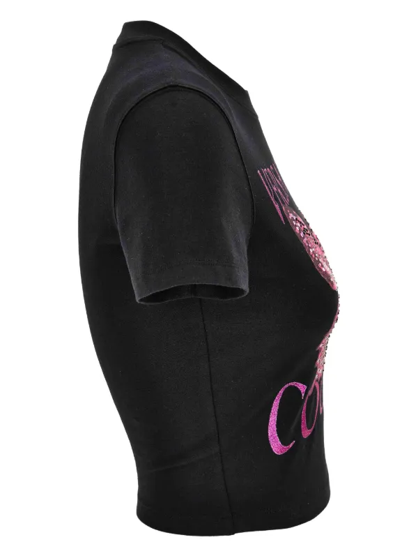 Versace Jeans Couture バタフライトリム クロップドトップ | ブラック