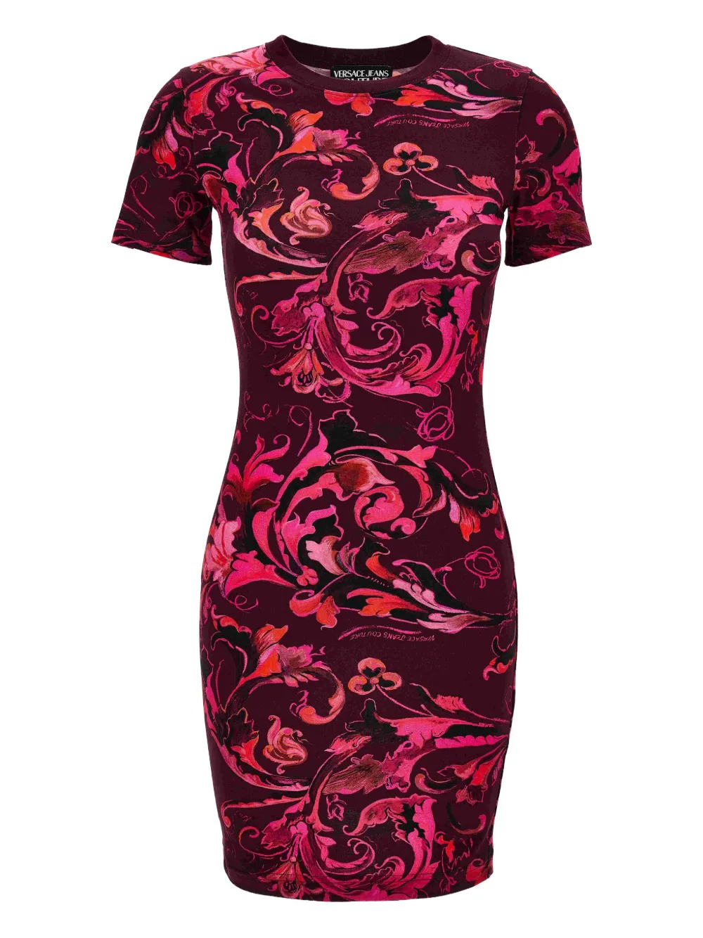 Versace Jeans Couture floral-print short-sleeve mini dress Paars