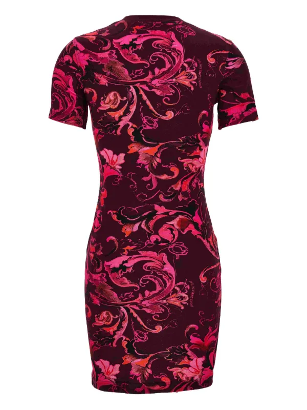 Versace Jeans Couture Vestido Midi Con Estampado Floral Rosado