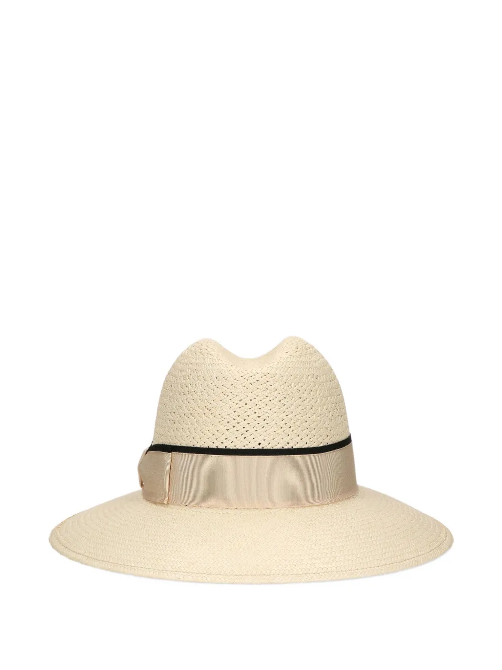 Borsalino Claudette Panama hoed met lintdetail Beige