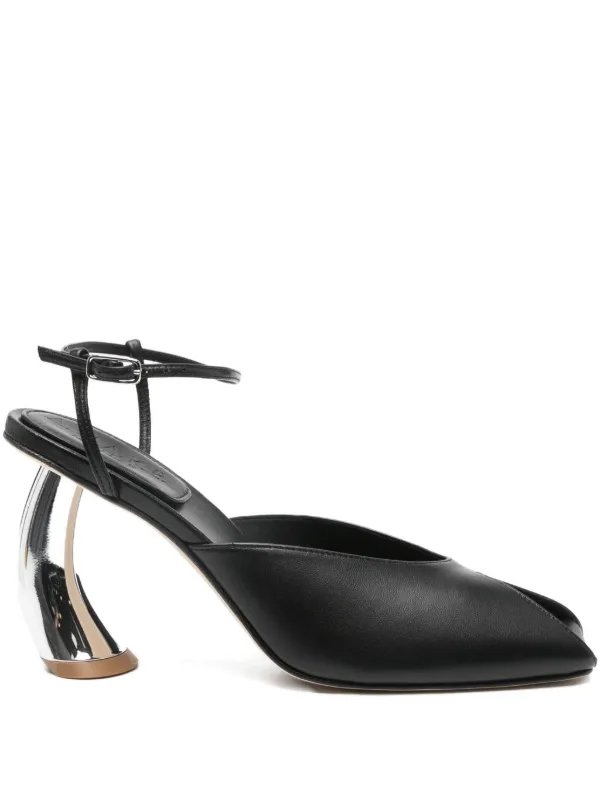A.W.A.K.E. Mode 100mm Curved-heel Open-toe Mules in Black