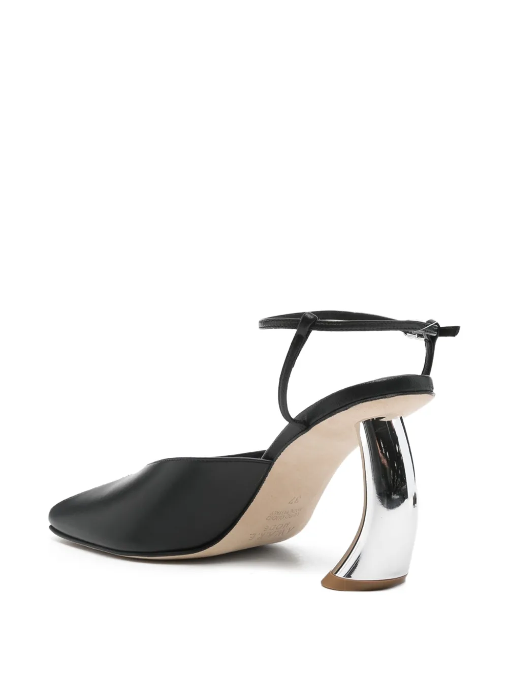 A.w.a.k.e. 100mm Curved-heel Open-toe Mules In Black