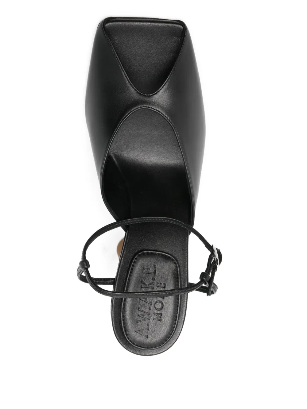 A.w.a.k.e. 100mm Curved-heel Open-toe Mules In Black