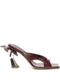 A.W.A.K.E. Mode 90mm crocodile-effect heeled sandals - Brown