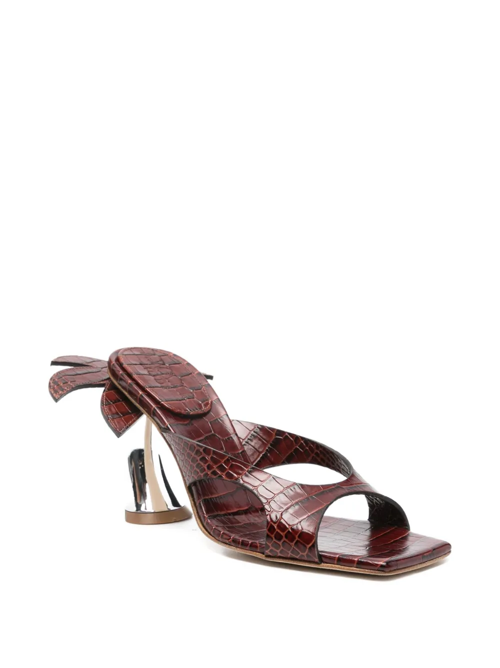 A.W.A.K.E. Mode 90mm crocodile-effect heeled sandals Brown