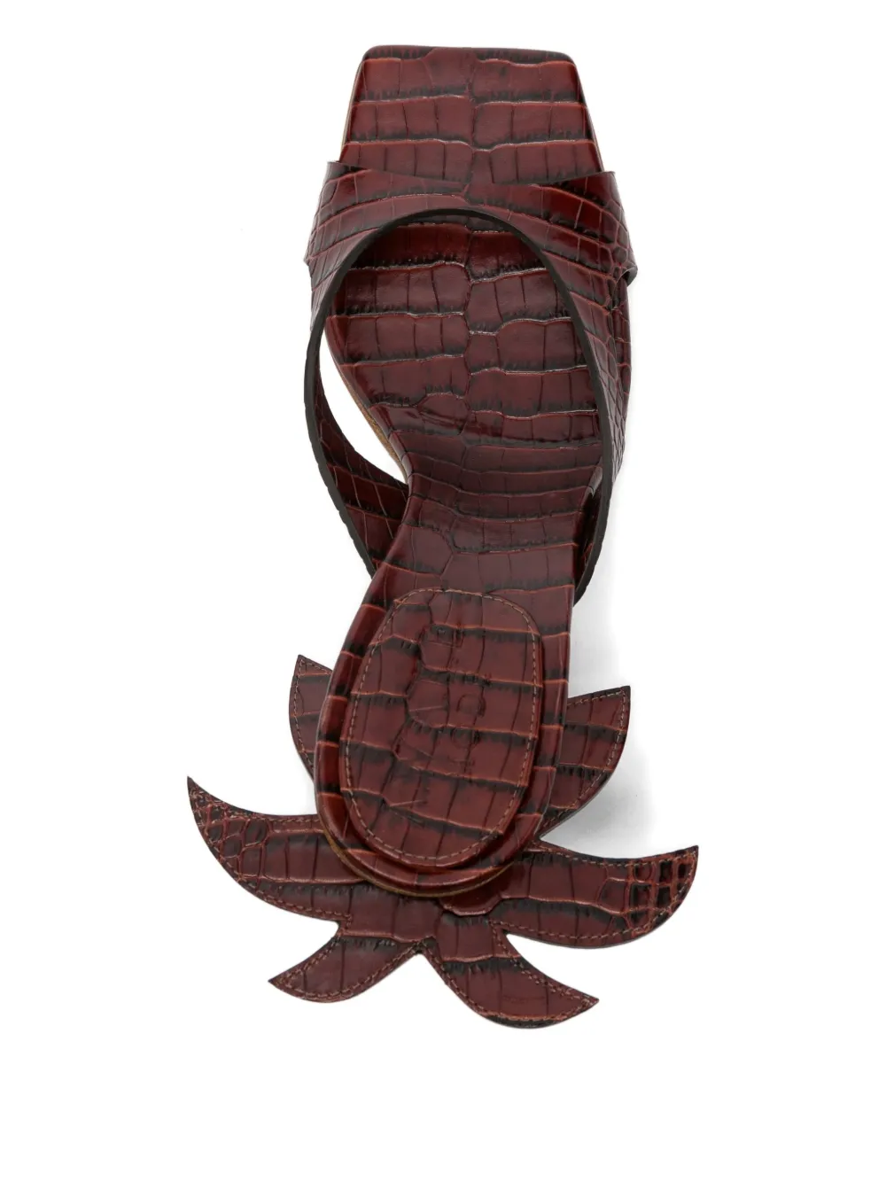 A.W.A.K.E. Mode 90mm crocodile-effect heeled sandals Brown