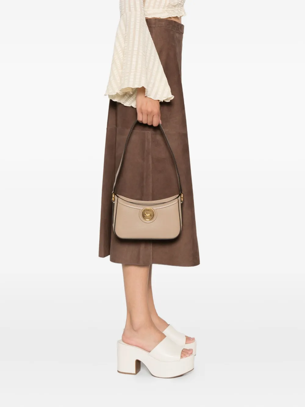 Chloé Schoudertas met paard embleem Beige