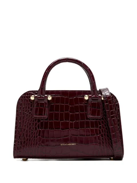 Strathberry small crocodile-embossed top-handle tote bag