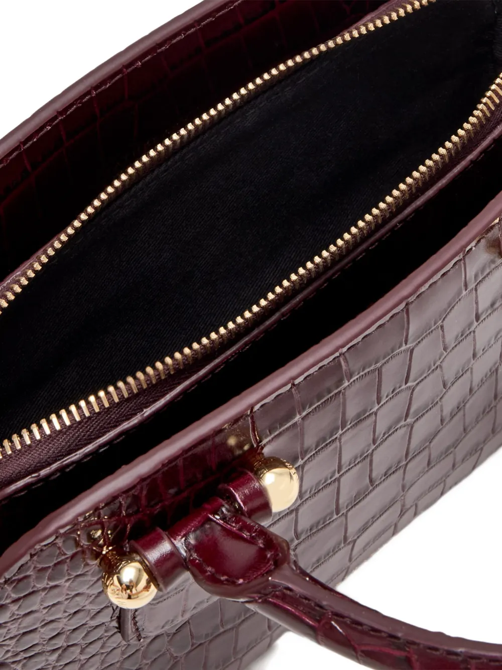 Strathberry Kleine shopper met krokodillen-reliëf en handvat Rood