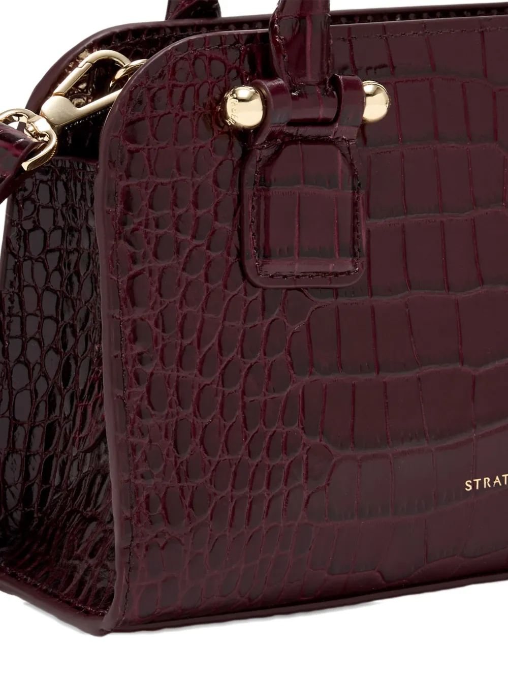 Strathberry Kleine shopper met krokodillen-reliëf en handvat Rood