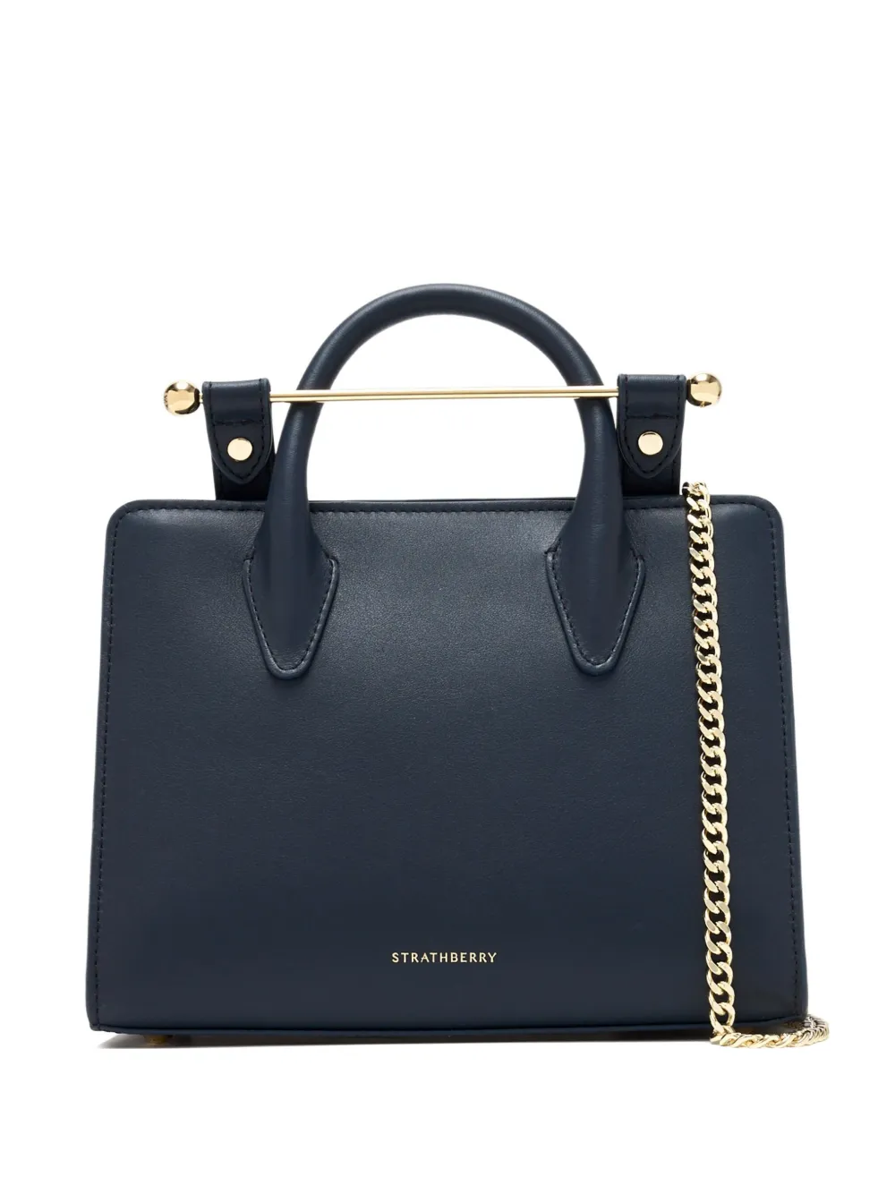 Strathberry Shopper met kettinghengsel Blauw