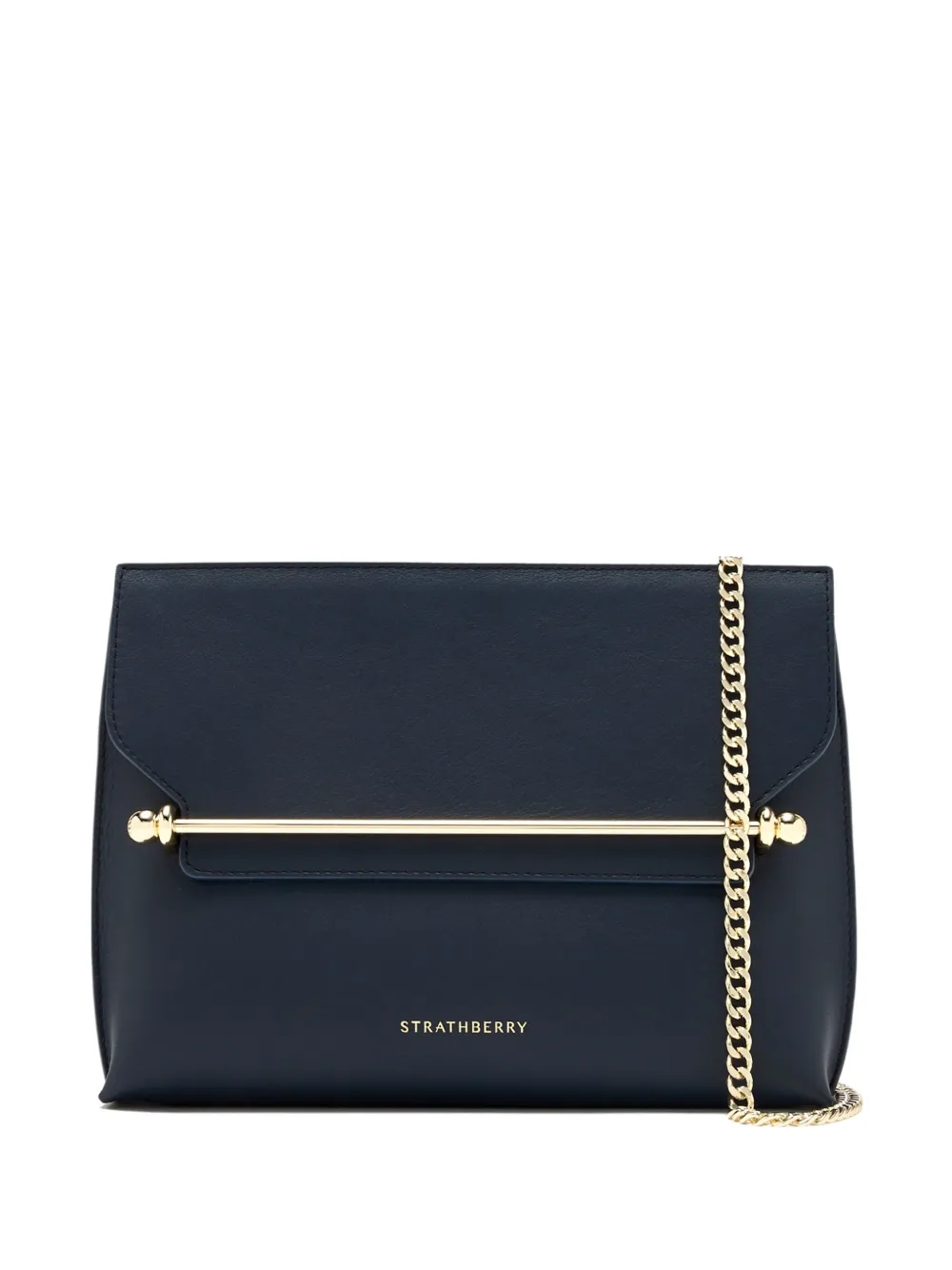 Strathberry Stylist Bar-chain Leather Clutch Bag In Blue