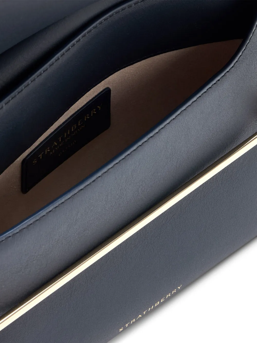 Strathberry Stylist Bar-chain Leather Clutch Bag In Blue