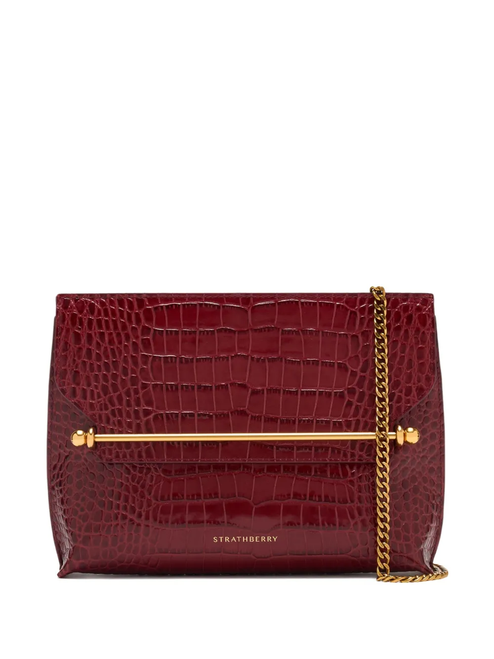 Strathberry Stylist Crocodile-effect Clutch In Red