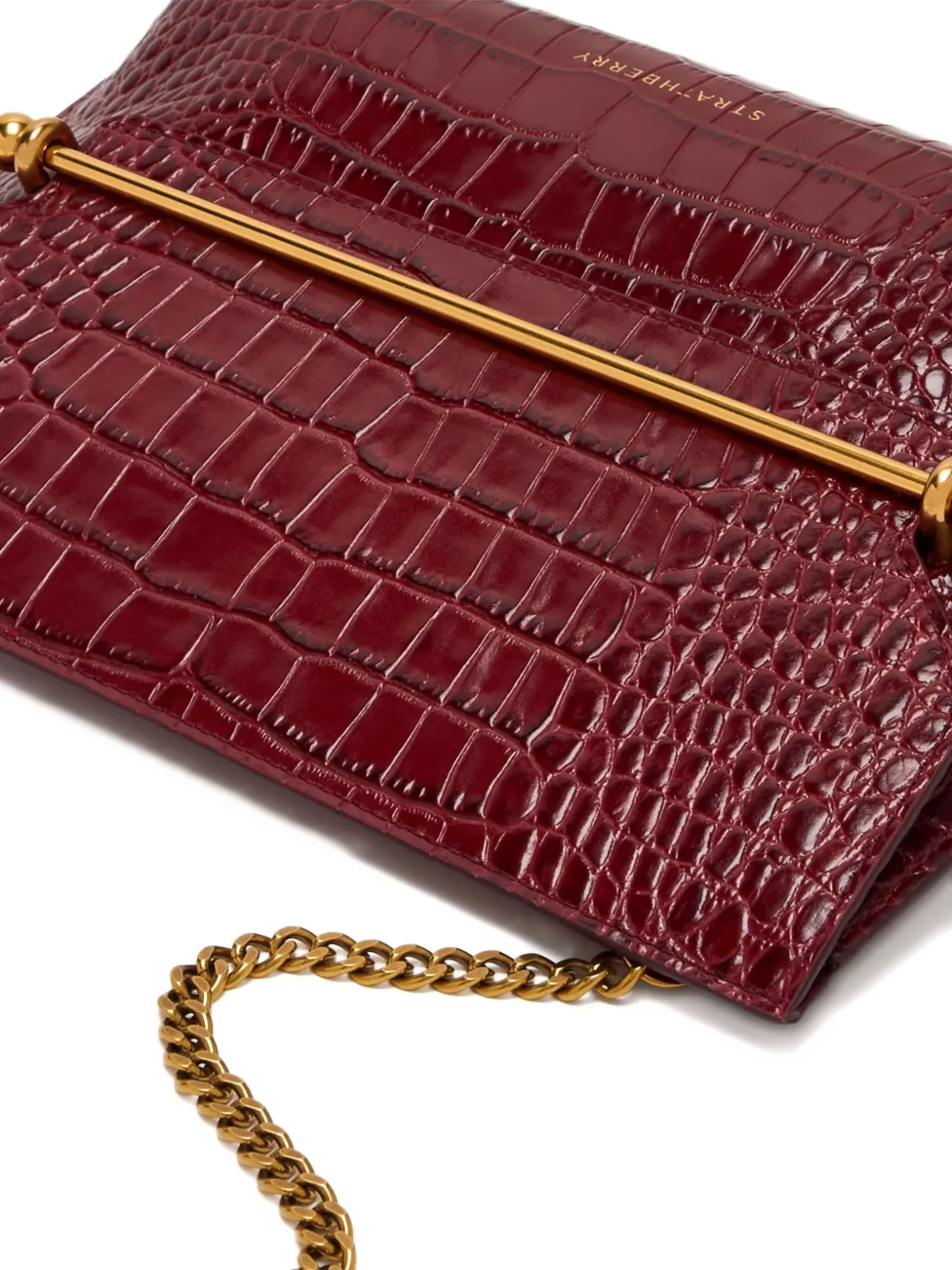Strathberry Stylist Crocodile-effect Clutch In Red