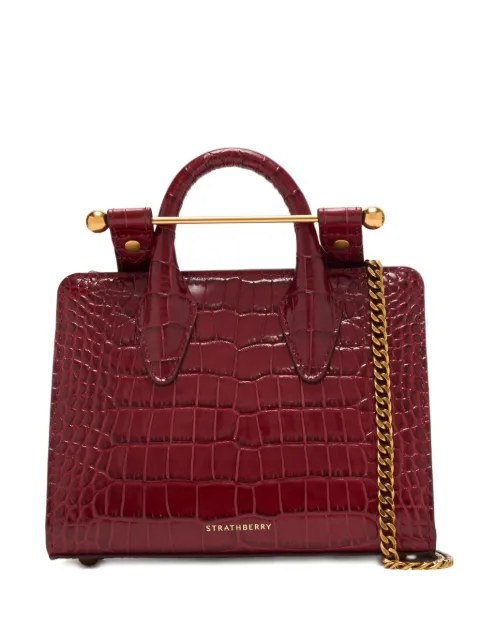 Strathberry tote nano con efecto de piel de cocodrilo