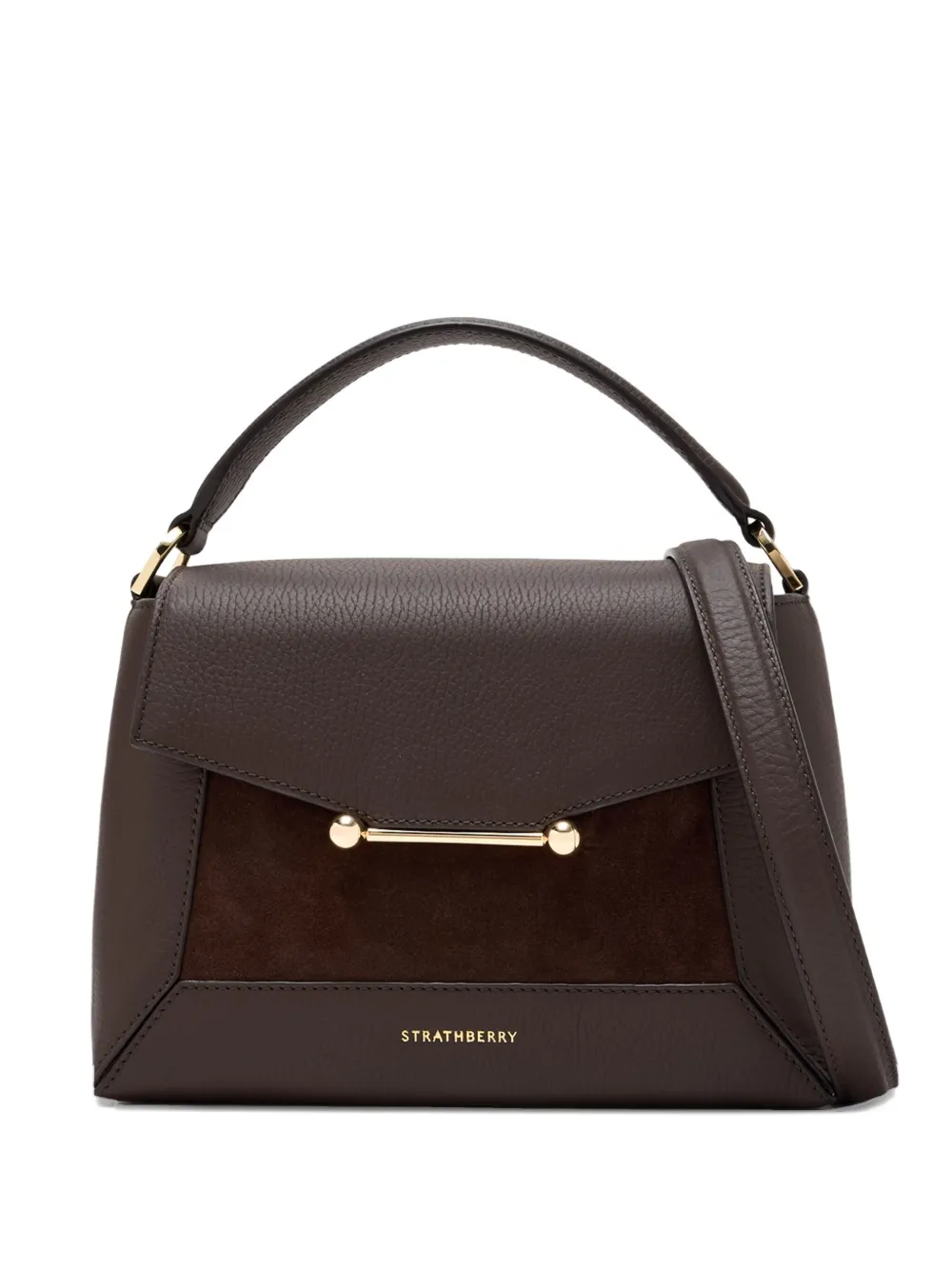 Strathberry Kleine Mosaic leren suède shopper Bruin