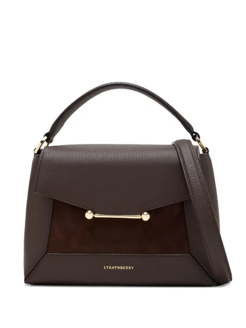 Strathberry small Mosaic leather suede tote bag