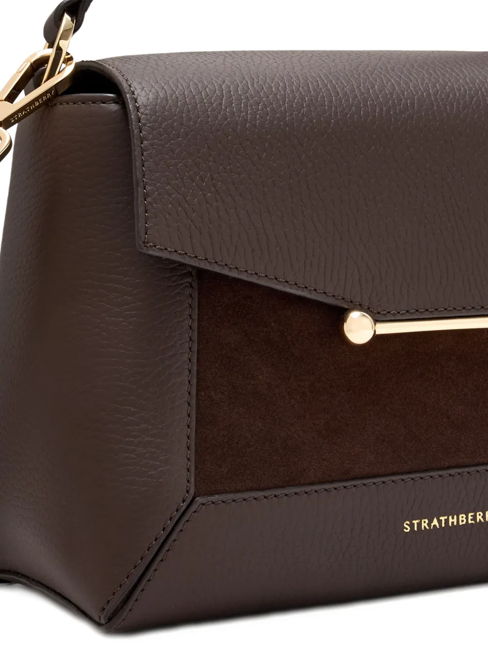 Strathberry Kleine Mosaic leren suède shopper Bruin