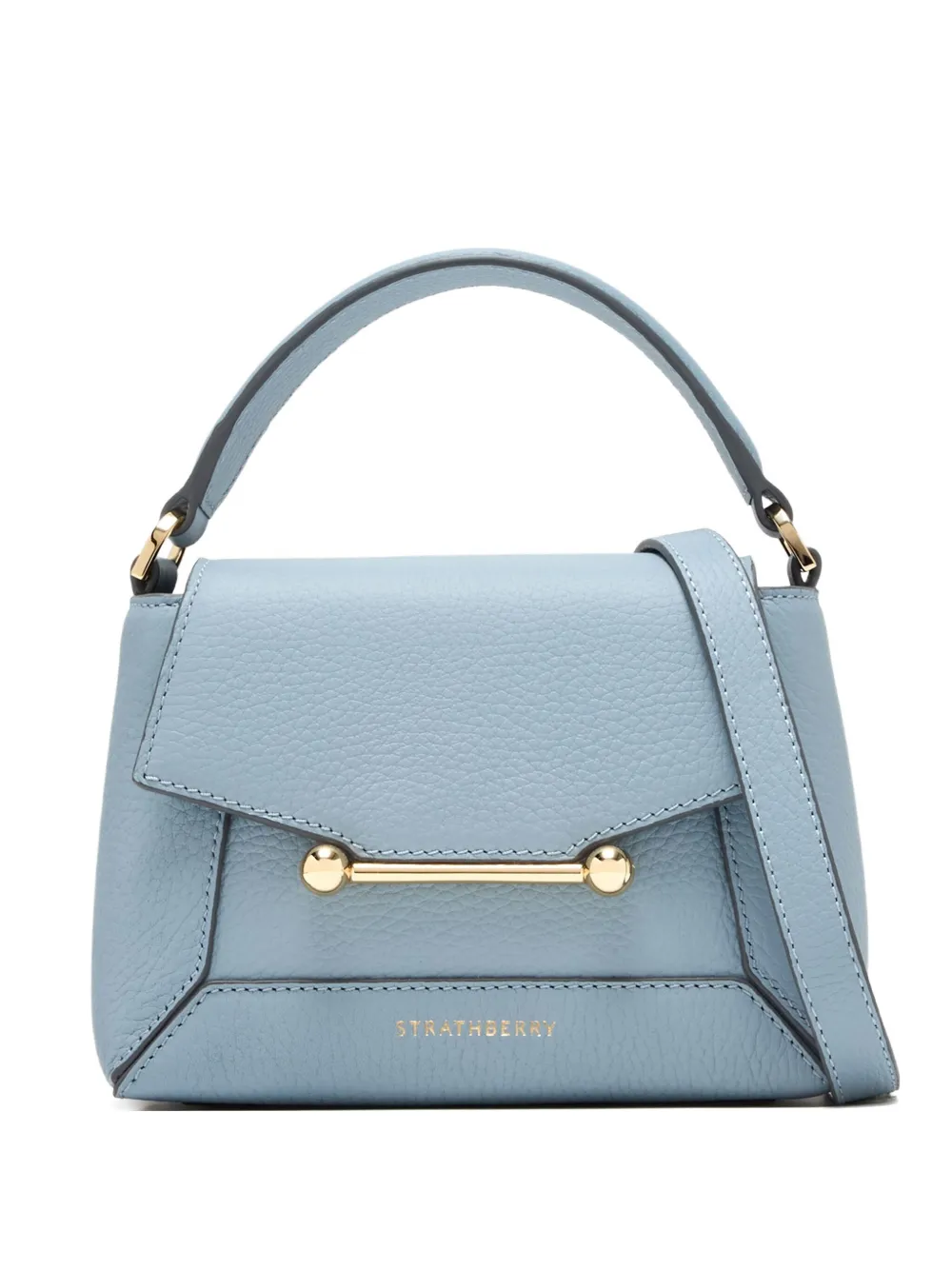 Strathberry mini Mosaic top-handle bar-detail tote bag - ブルー Strathberry mini Mosaic top-handle bar-detail tote bag - ブルー