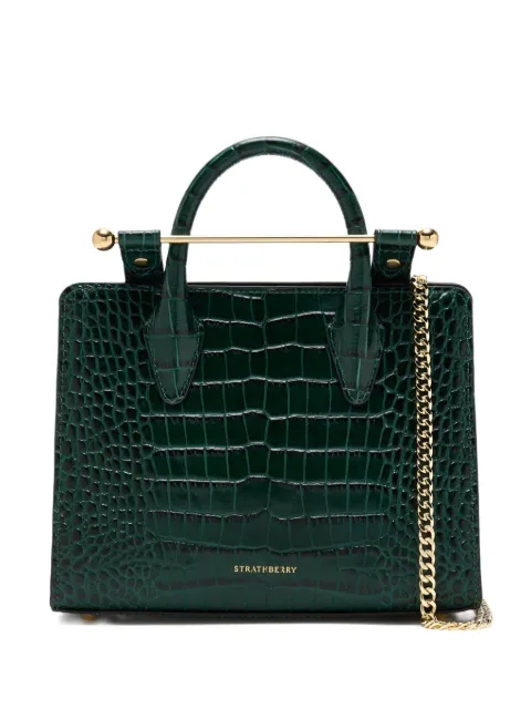 Strathberry small crocodile-embossed top-handle tote bag