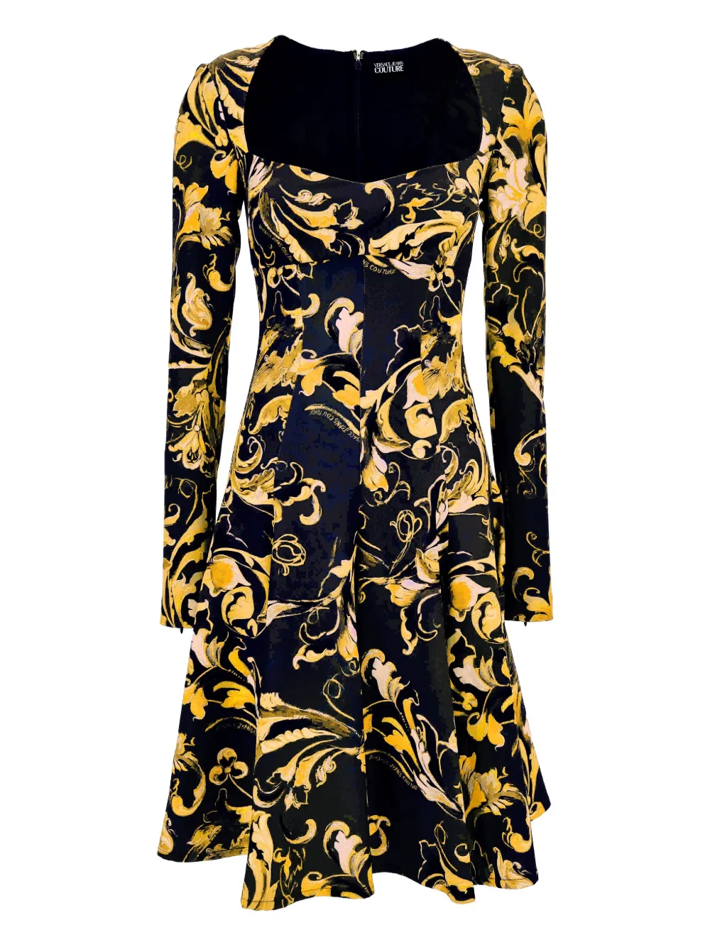 Versace Jeans Couture Barocco-print Flared Mini Dress In Multi