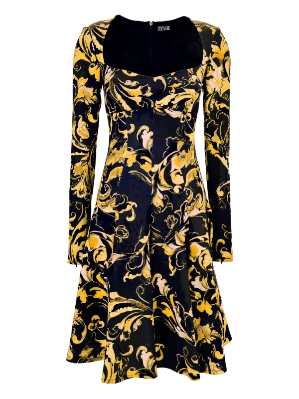 versace jeans short dress Suede-trimmed denim mini dress - mid denim