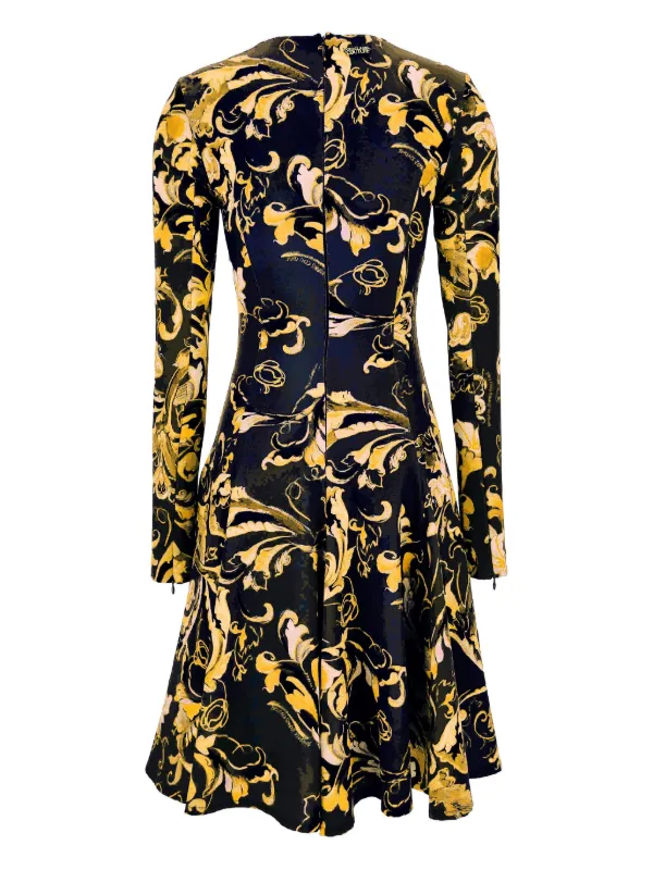 Versace Jeans Couture Abito Corto Svasato Con Stampa Barocca