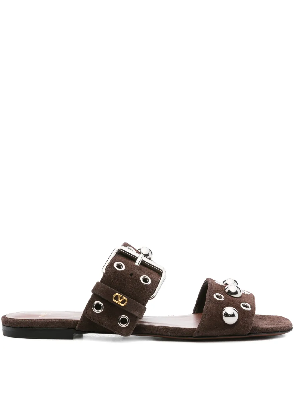 Valentino Garavani studded buckle flats Brown