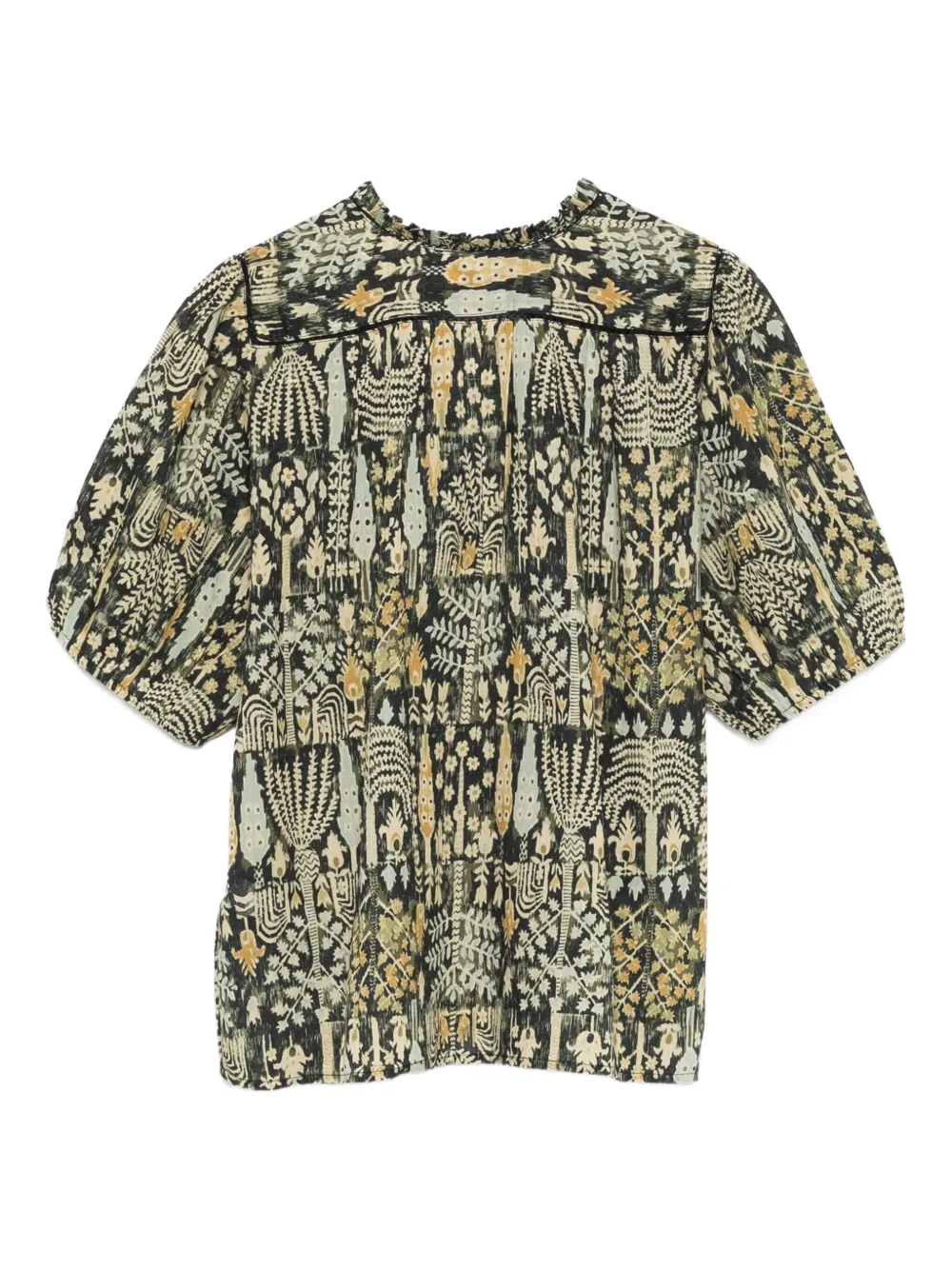 Ba&Sh Pueblo puff-sleeve floral-print blouse Groen