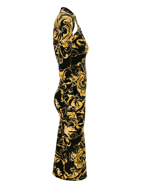 versace midi dress Versace Jeans Couture - Barocco-print long-sleeve midi dress - women - Fabric - 38