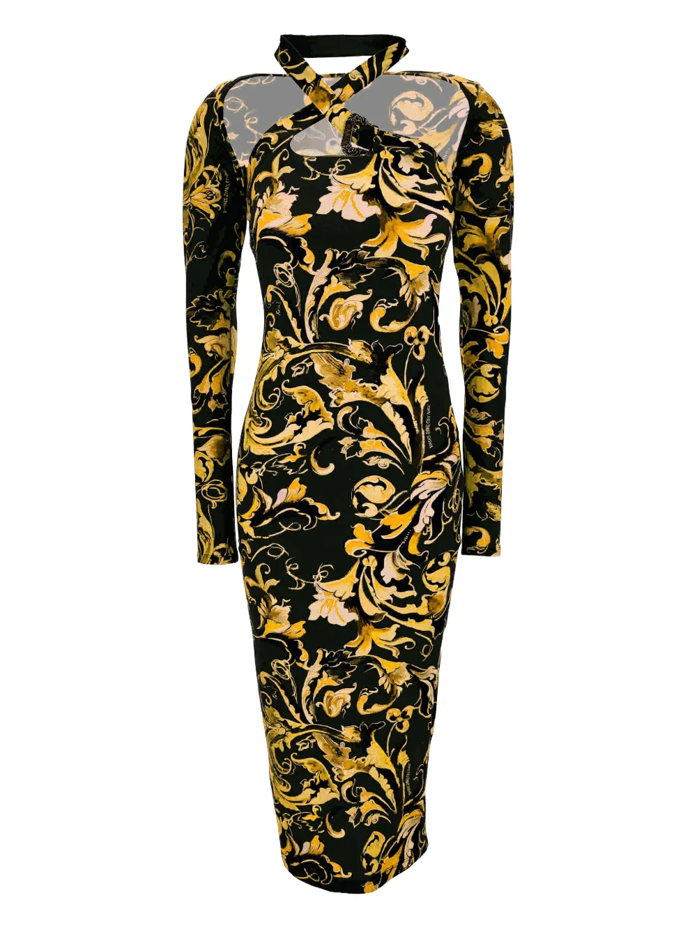 Versace Jeans Couture Barocco-print long-sleeve midi dress | Black | Image 1