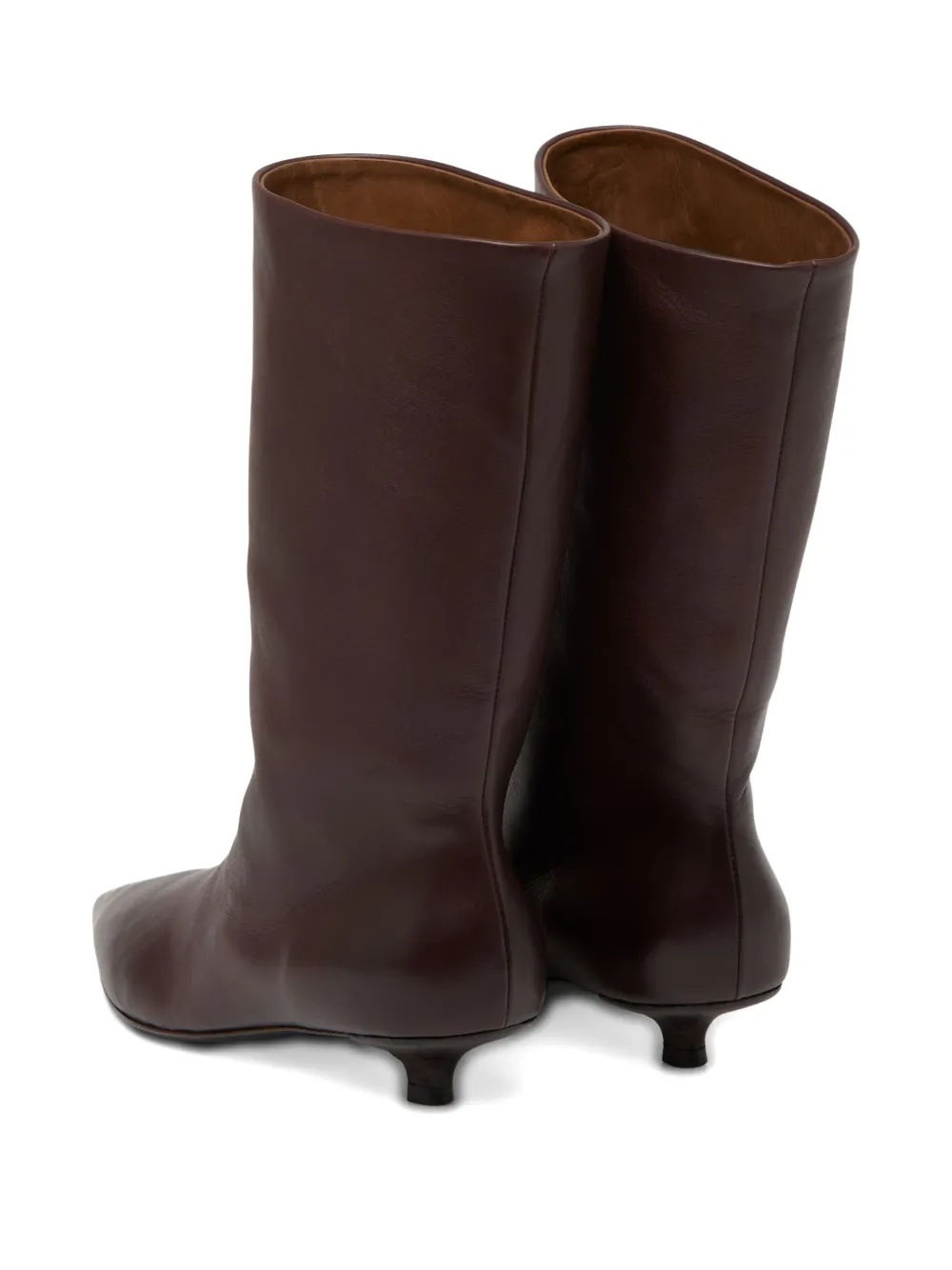 Marsèll Leather Pointed-toe Kitten-heel Boots In Brown