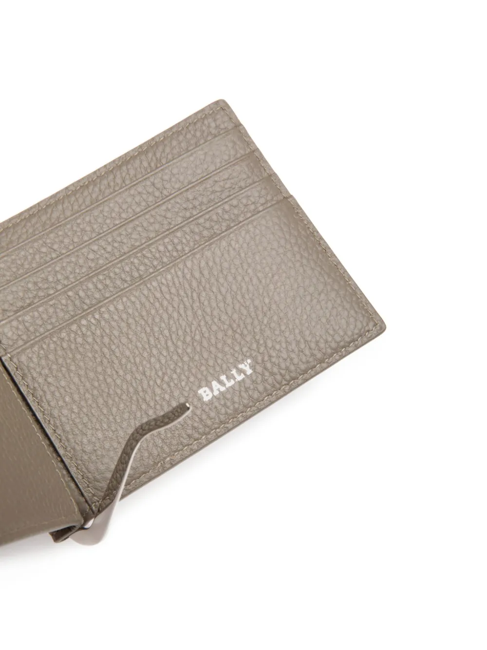 Bally Leren portemonnee met geldclip Beige