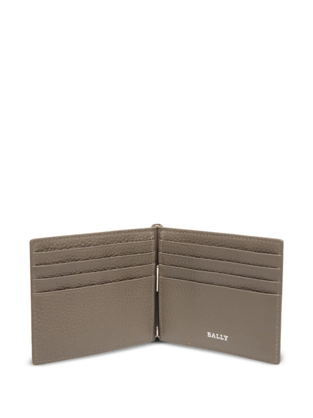 Bally Leren portemonnee met geldclip Beige
